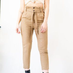 Paper Bag Linen Blend Work Pants